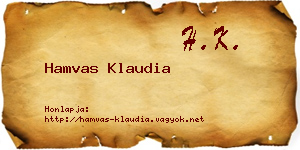 Hamvas Klaudia névjegykártya